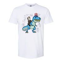 Abe Lincoln Riding A Dinosaur Trex 4th Of July Softstyle CVC T-Shirt