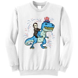 Abe Lincoln Riding A Dinosaur Trex 4th Of July Sweatshirt