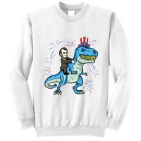 Abe Lincoln Riding A Dinosaur Trex 4th Of July Sweatshirt