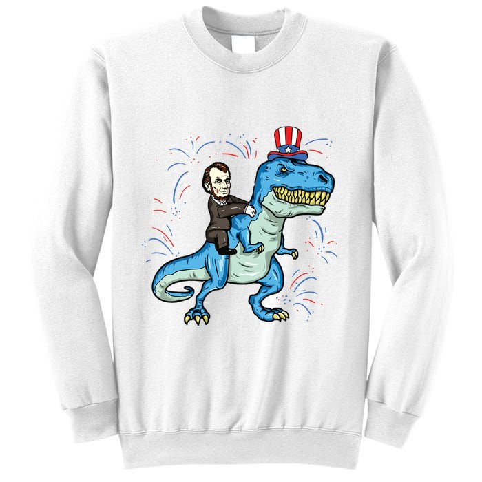 Abe Lincoln Riding A Dinosaur Trex 4th Of July Sweatshirt