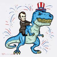 Abe Lincoln Riding A Dinosaur Trex 4th Of July T-Shirt
