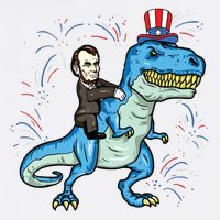 Abe Lincoln Riding A Dinosaur Trex 4th Of July Button