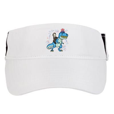 Abe Lincoln Riding A Dinosaur Trex 4th Of July Adult Drive Performance Visor