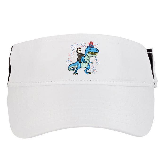 Abe Lincoln Riding A Dinosaur Trex 4th Of July Adult Drive Performance Visor