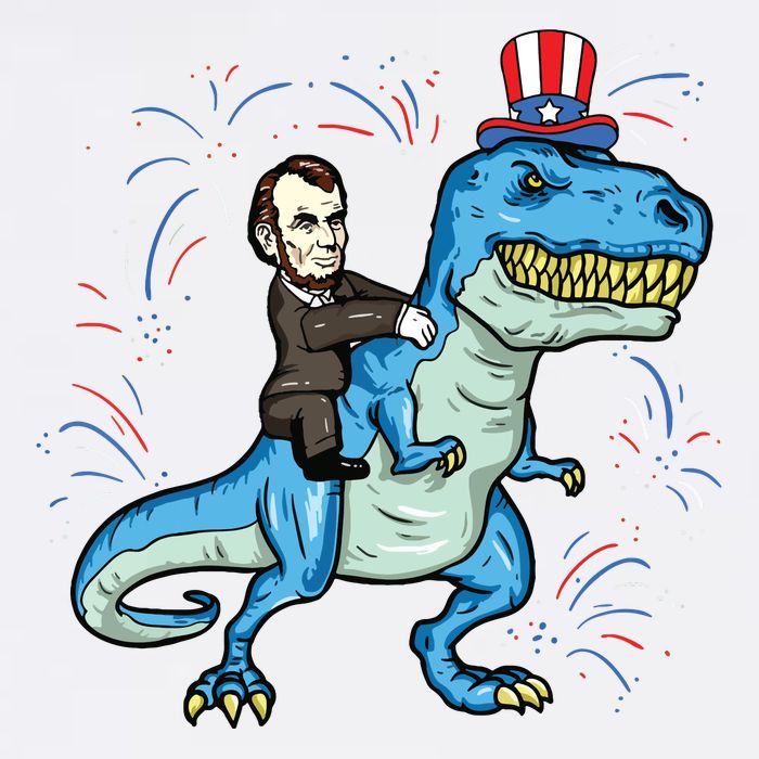 Abe Lincoln Riding A Dinosaur Trex 4th Of July Poster
