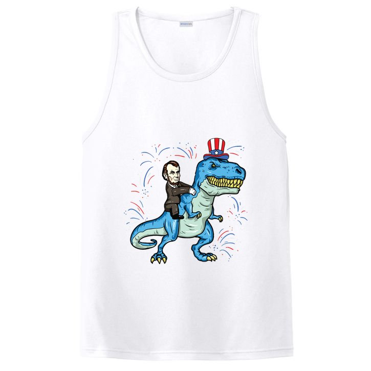 Abe Lincoln Riding A Dinosaur Trex 4th Of July PosiCharge Competitor Tank