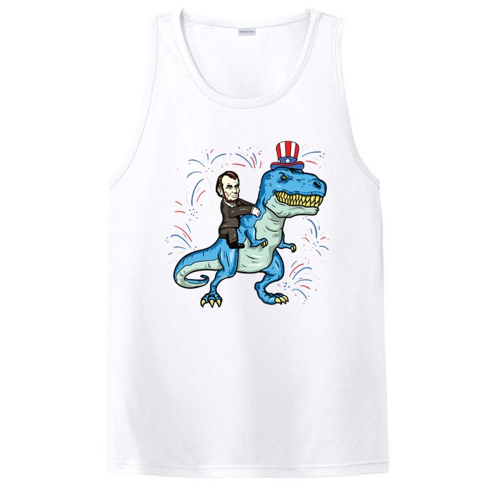 Abe Lincoln Riding A Dinosaur Trex 4th Of July PosiCharge Competitor Tank