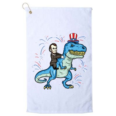 Abe Lincoln Riding A Dinosaur Trex 4th Of July Golf Towel