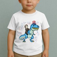 Abe Lincoln Riding A Dinosaur Trex 4th Of July Toddler T-Shirt