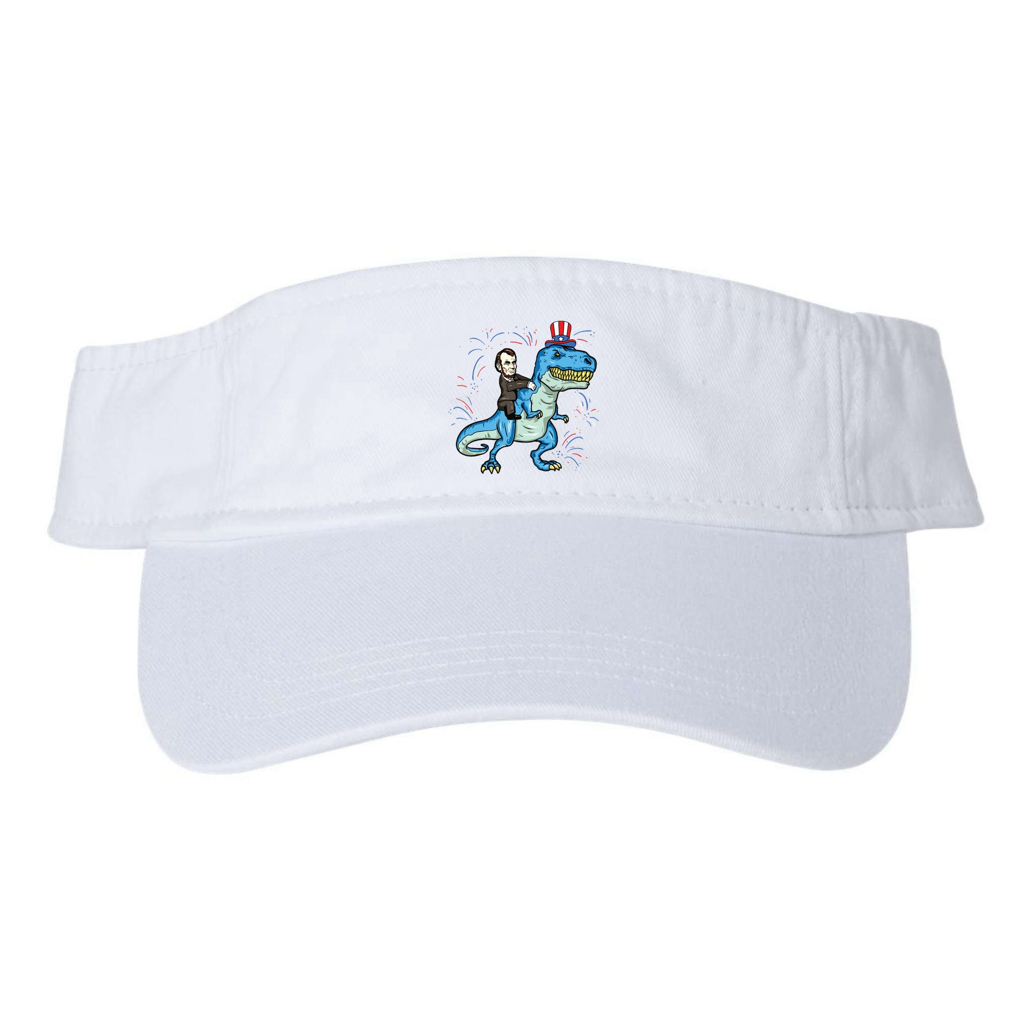 Abe Lincoln Riding A Dinosaur Trex 4th Of July Visor