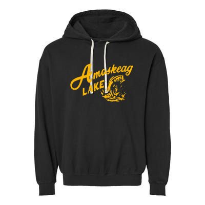 Amoskeag Lake Retro Fishing Funny Fishermans Garment-Dyed Fleece Hoodie