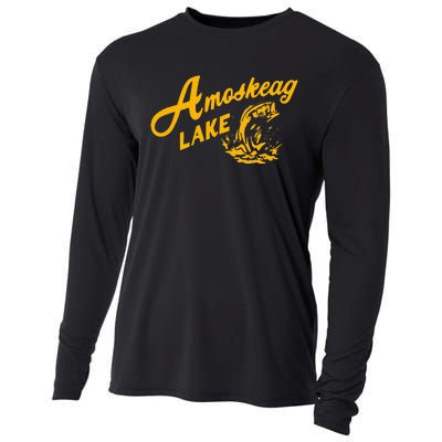 Amoskeag Lake Retro Fishing Funny Fishermans Cooling Performance Long Sleeve Crew