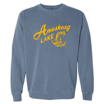 Amoskeag Lake Retro Fishing Funny Fishermans Garment-Dyed Sweatshirt