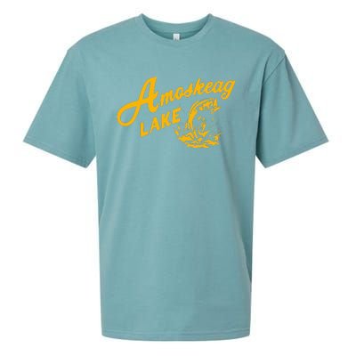 Amoskeag Lake Retro Fishing Funny Fishermans Sueded Cloud Jersey T-Shirt