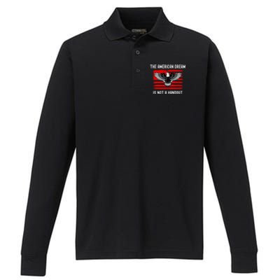 Anti Liberal Republican American Flag Patriotic Conservative Gift Performance Long Sleeve Polo