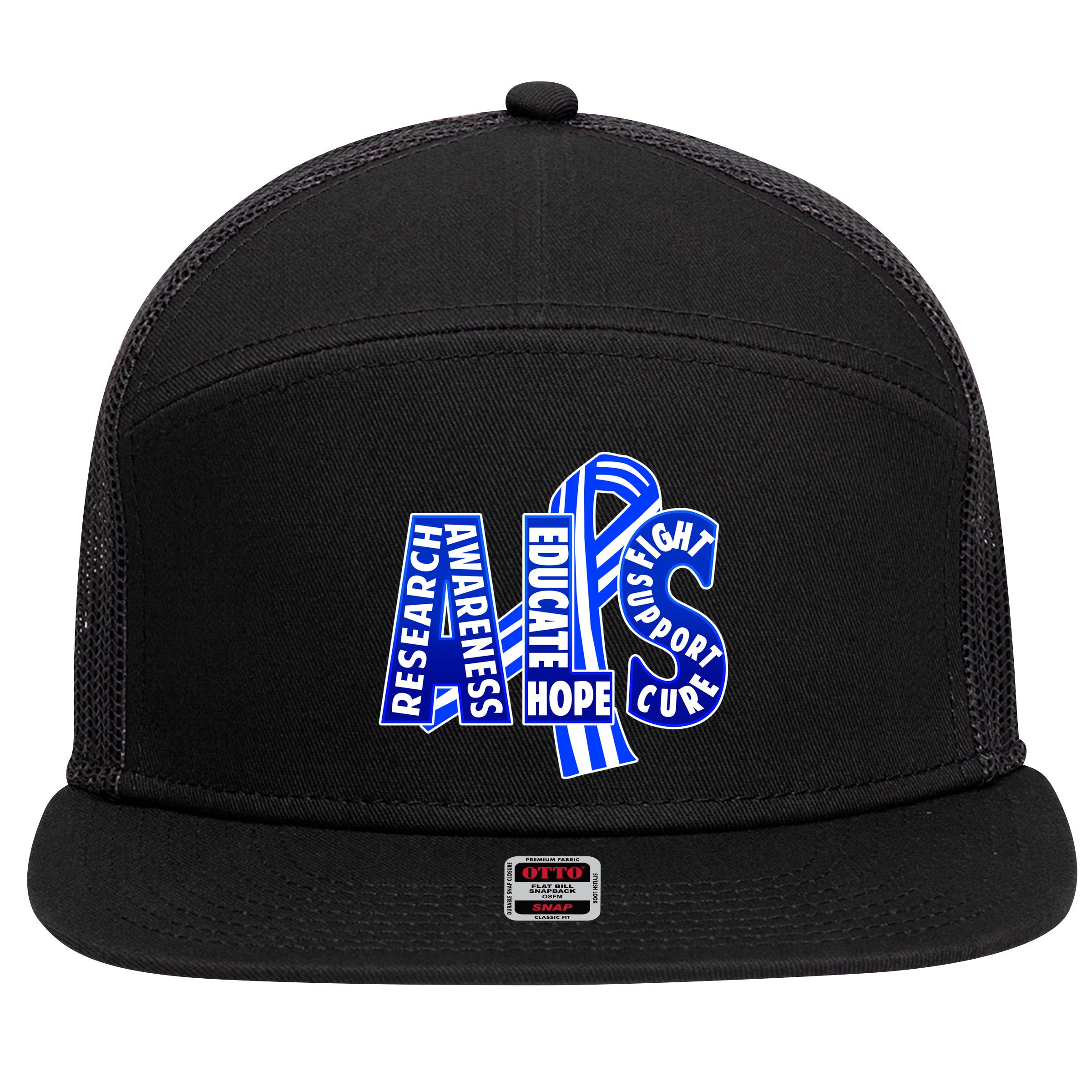 ALS Awareness 7 Panel Mesh Trucker Snapback Hat