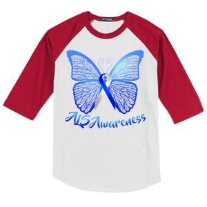 ALS Awareness Butterfly Kids Colorblock Raglan Jersey