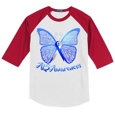 ALS Awareness Butterfly Kids Colorblock Raglan Jersey