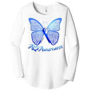 ALS Awareness Butterfly Women's Perfect Tri Tunic Long Sleeve Shirt