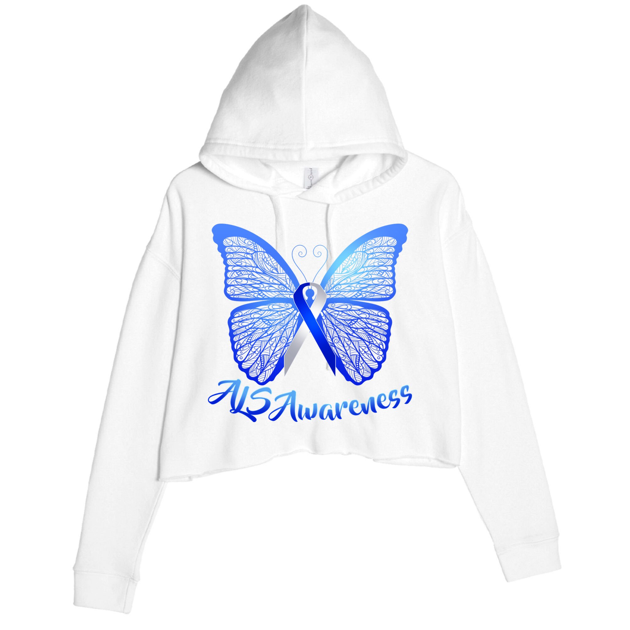 ALS Awareness Butterfly Crop Fleece Hoodie