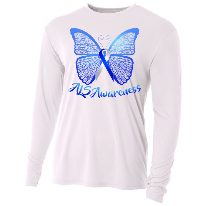 ALS Awareness Butterfly Cooling Performance Long Sleeve Crew