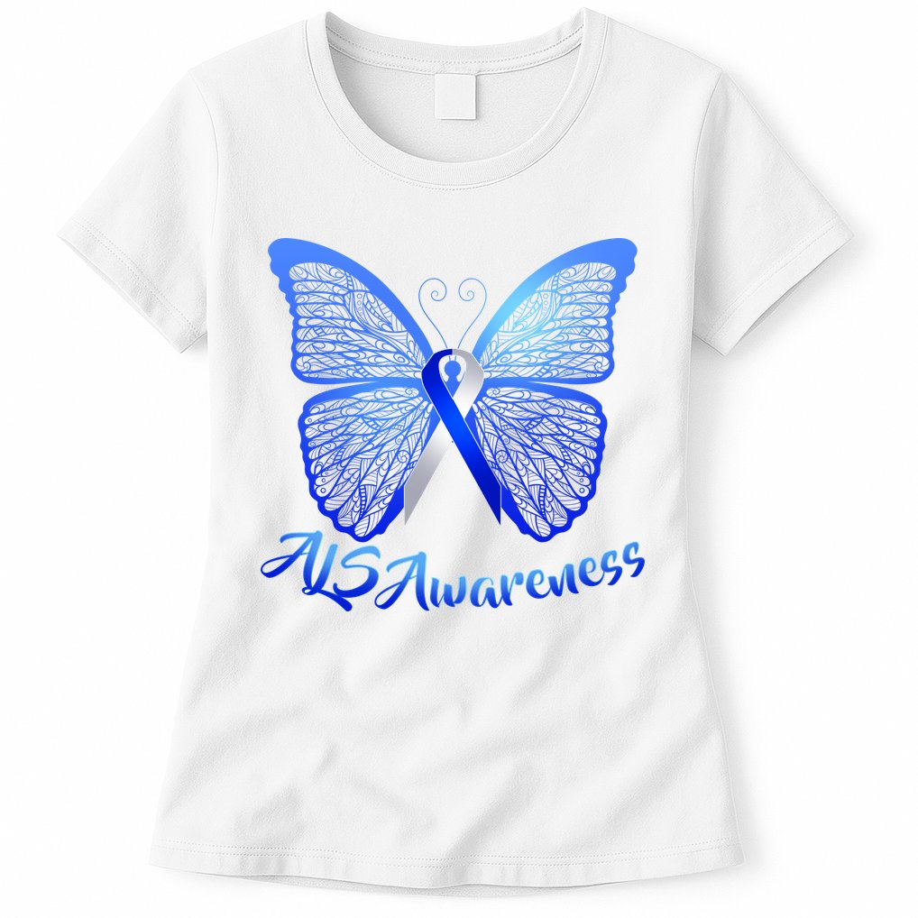 ALS Awareness Butterfly Womens T-Shirt