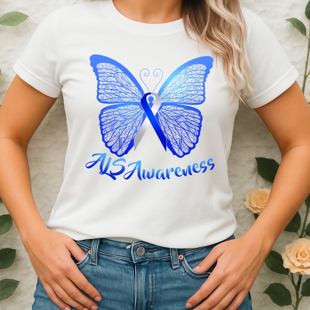ALS Awareness Butterfly Womens T-Shirt