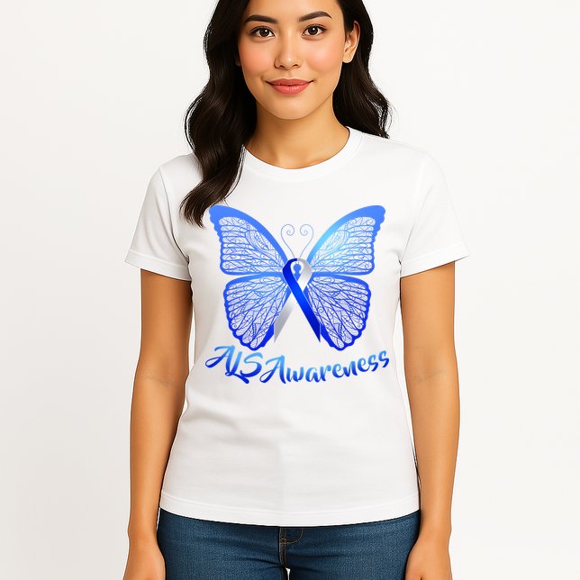 ALS Awareness Butterfly Womens T-Shirt
