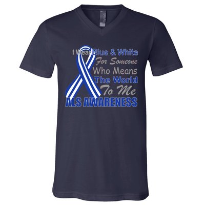 ALS Awareness Mean The World V-Neck T-Shirt