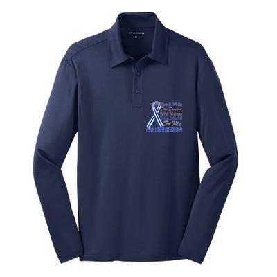 ALS Awareness Mean The World Silk Touch Performance Long Sleeve Polo