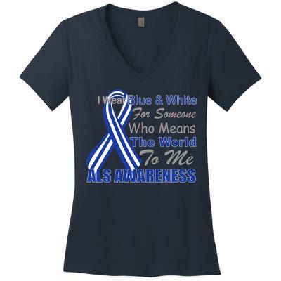 ALS Awareness Mean The World Women's V-Neck T-Shirt