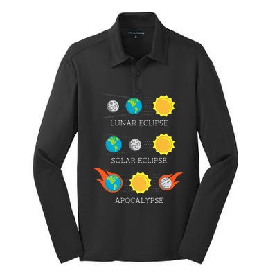 Apocalypse Lunar Solar Eclipse Space Silk Touch Performance Long Sleeve Polo