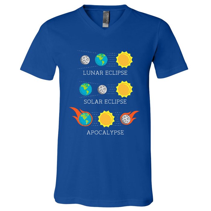 Apocalypse Lunar Solar Eclipse Space V-Neck T-Shirt