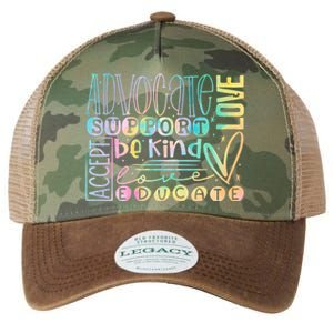 Advocate Love Support Accept Be Kind Autism Awareness Gift Legacy Tie Dye Trucker Hat