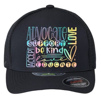 Advocate Love Support Accept Be Kind Autism Awareness Gift Flexfit Unipanel Trucker Cap