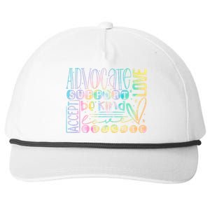 Advocate Love Support Accept Be Kind Autism Awareness Gift Snapback Five-Panel Rope Hat