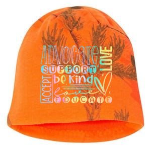 Advocate Love Support Accept Be Kind Autism Awareness Gift Kati - Camo Knit Beanie