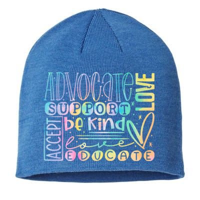 Advocate Love Support Accept Be Kind Autism Awareness Gift Sustainable Beanie