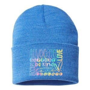 Advocate Love Support Accept Be Kind Autism Awareness Gift Sustainable Knit Beanie