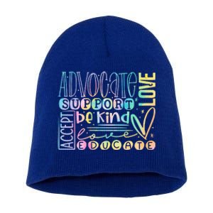 Advocate Love Support Accept Be Kind Autism Awareness Gift Short Acrylic Beanie