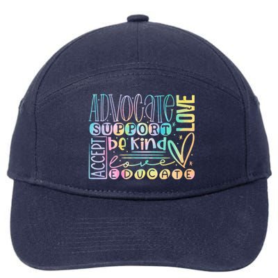 Advocate Love Support Accept Be Kind Autism Awareness Gift 7-Panel Snapback Hat