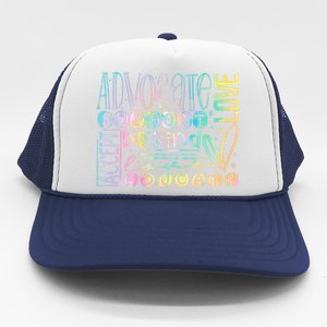 Advocate Love Support Accept Be Kind Autism Awareness Gift Trucker Hat