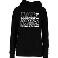 Advocate Love Support Accept Be Kind Autism Awareness Womens Funnel Neck Pullover Hood