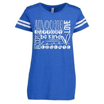 Advocate Love Support Accept Be Kind Autism Awareness Enza Ladies Jersey Football T-Shirt