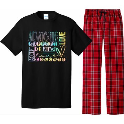 Advocate Love Support Accept Be Kind Autism Awareness Pajama Set