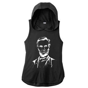 Abraham Lincoln Sketch Ladies PosiCharge Tri-Blend Wicking Draft Hoodie Tank