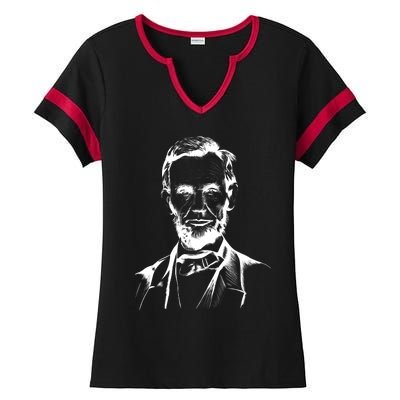 Abraham Lincoln Sketch Ladies Halftime Notch Neck Tee