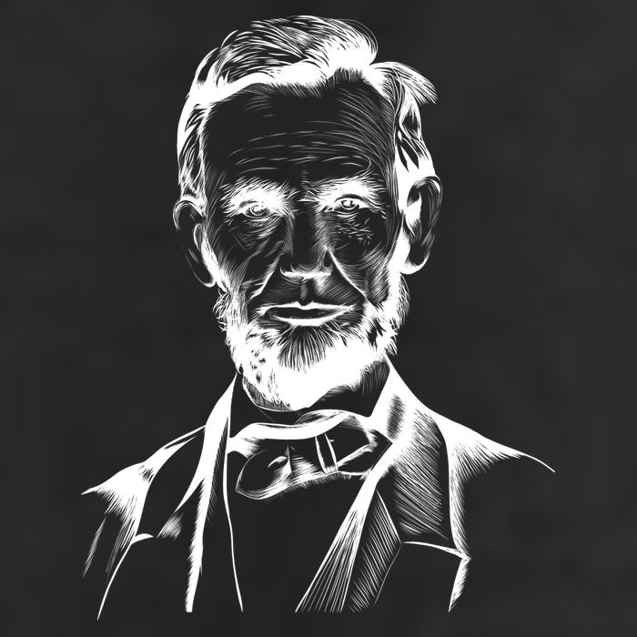 Abraham Lincoln Sketch 7 Panel Mesh Trucker Snapback Hat
