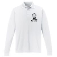 Abraham Lincoln Sketch Performance Long Sleeve Polo