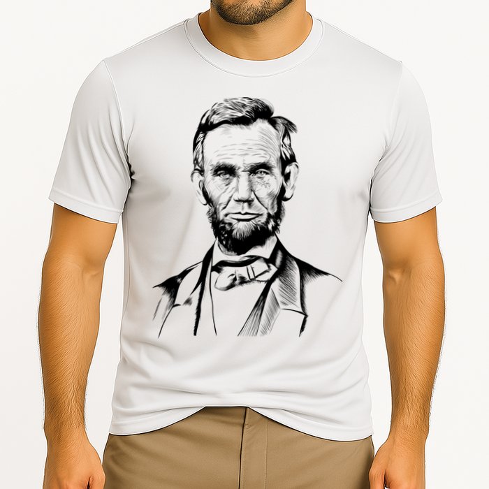 Abraham Lincoln Sketch Cooling Performance Crew T-Shirt